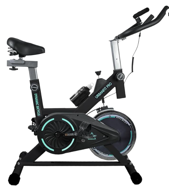 Bicicleta Spinning Estática de 7 Kg, Monitor Eletrônico com 6 Funções, Ajustável, Treinamento Cardiovascular em Casa, Resistente e Durável, Bicicleta Fixa, Tonifica Pernas e Glúteos.