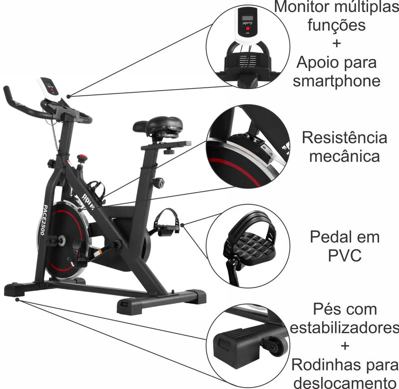Bicicleta Ergométrica Odin Fit Para Spinning Mecânica Roda de Inércia 6KG PACE2500